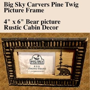 BIG SKY CARVERS - BLACK TWIG BEAR PICTURE FRAME - Holds a 4 X 6 Picture